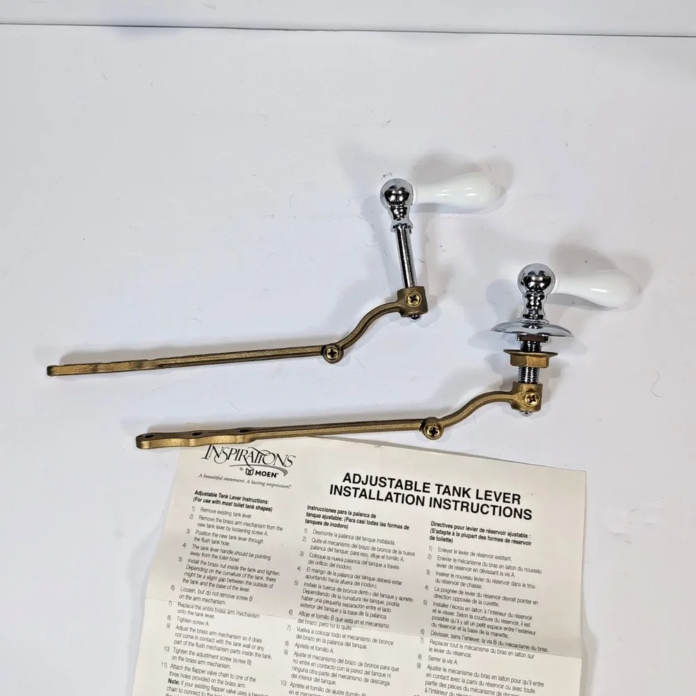 TOILET FLUSH LEVERS Moen Inspirations Tank Lever Porcelain & Chome 1 Complete